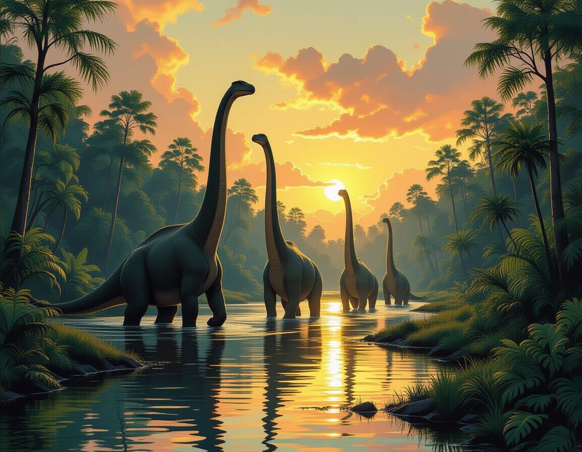 Jurassic Giants in a Lush Prehistoric Landscape