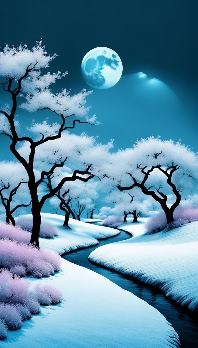 Minimalist Chinese Ink Fantasy Landscape in Infrared