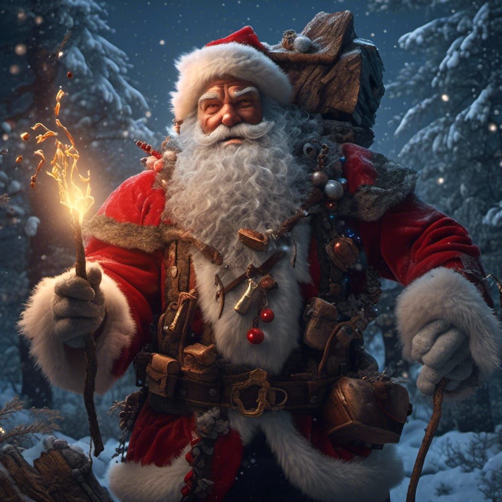 Muscular Woodsman Santa Claus in Hyperreal Detail
