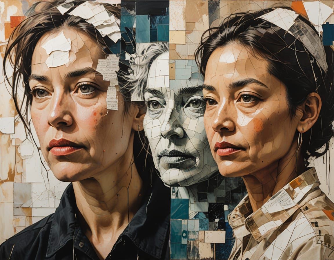 Mixed Media Masterpiece: Desperate Joy in Dark Chiaroscuro