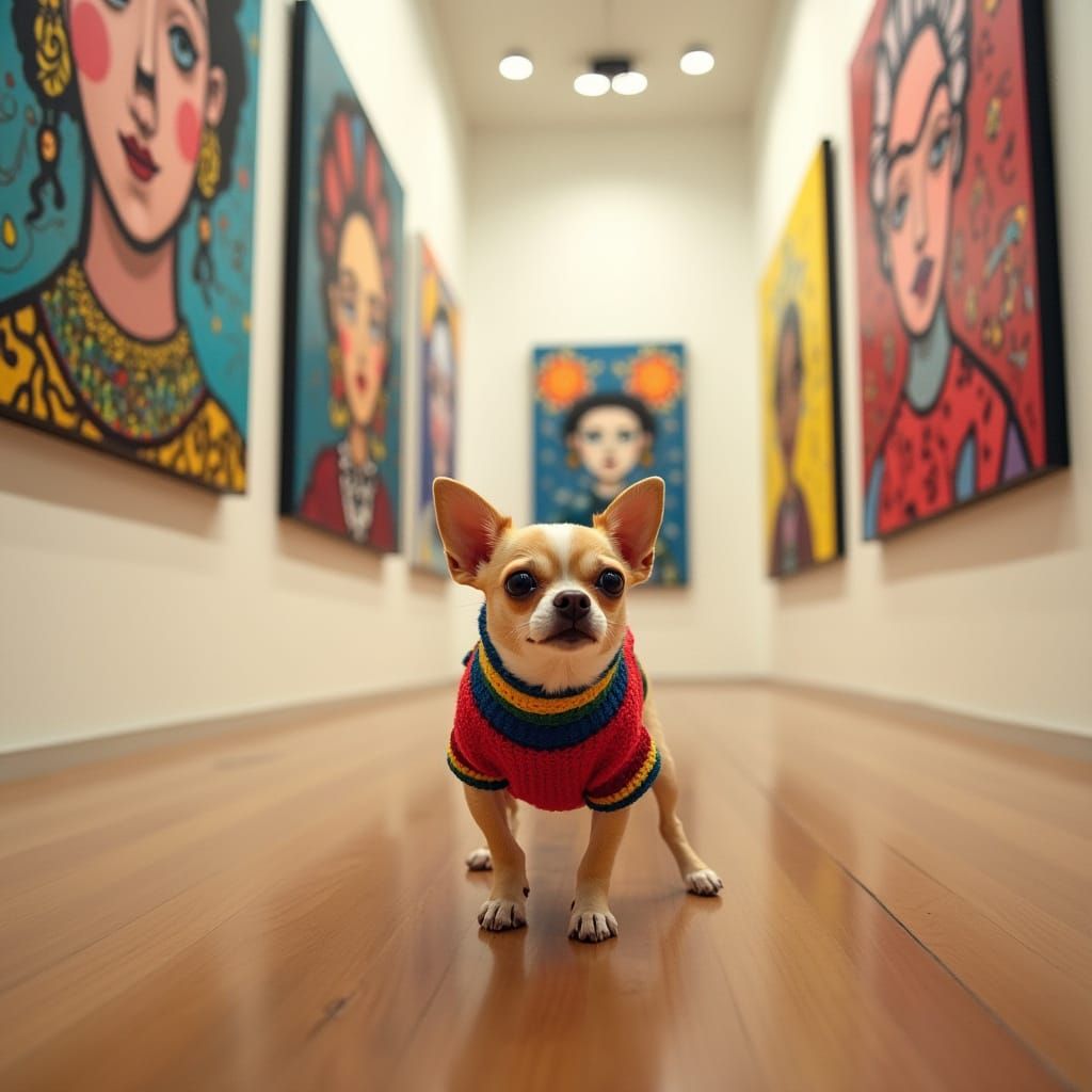 Chihuahua in Abstract Art Gallery