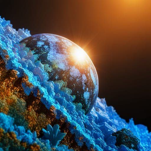 Copper Sulphate Crystal Planet Art