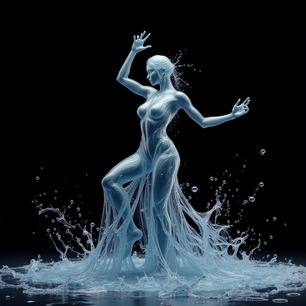Water Bender Woman Dancing in Dynamic Pose