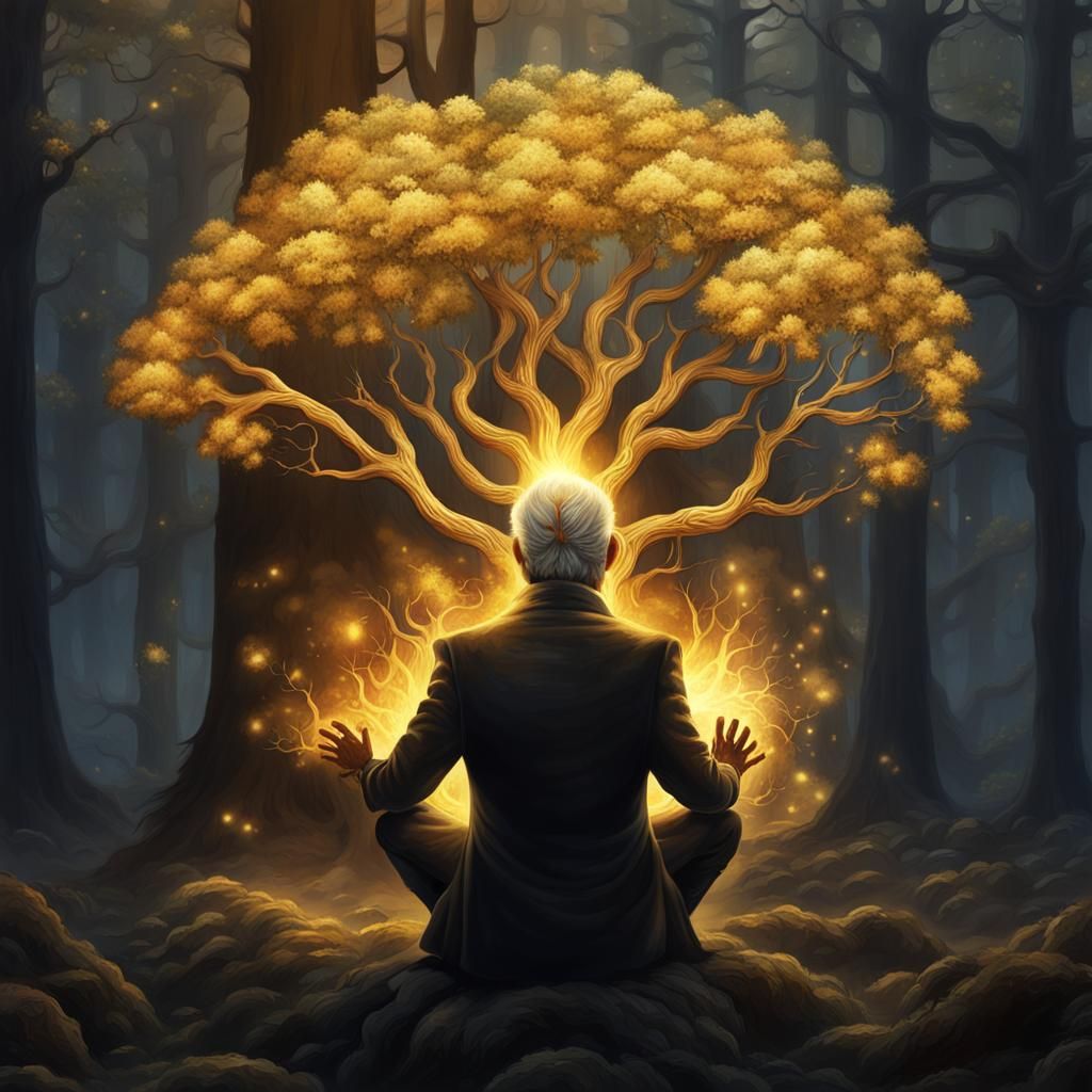 Forest of Mind: Nature's Elements in Golden Light