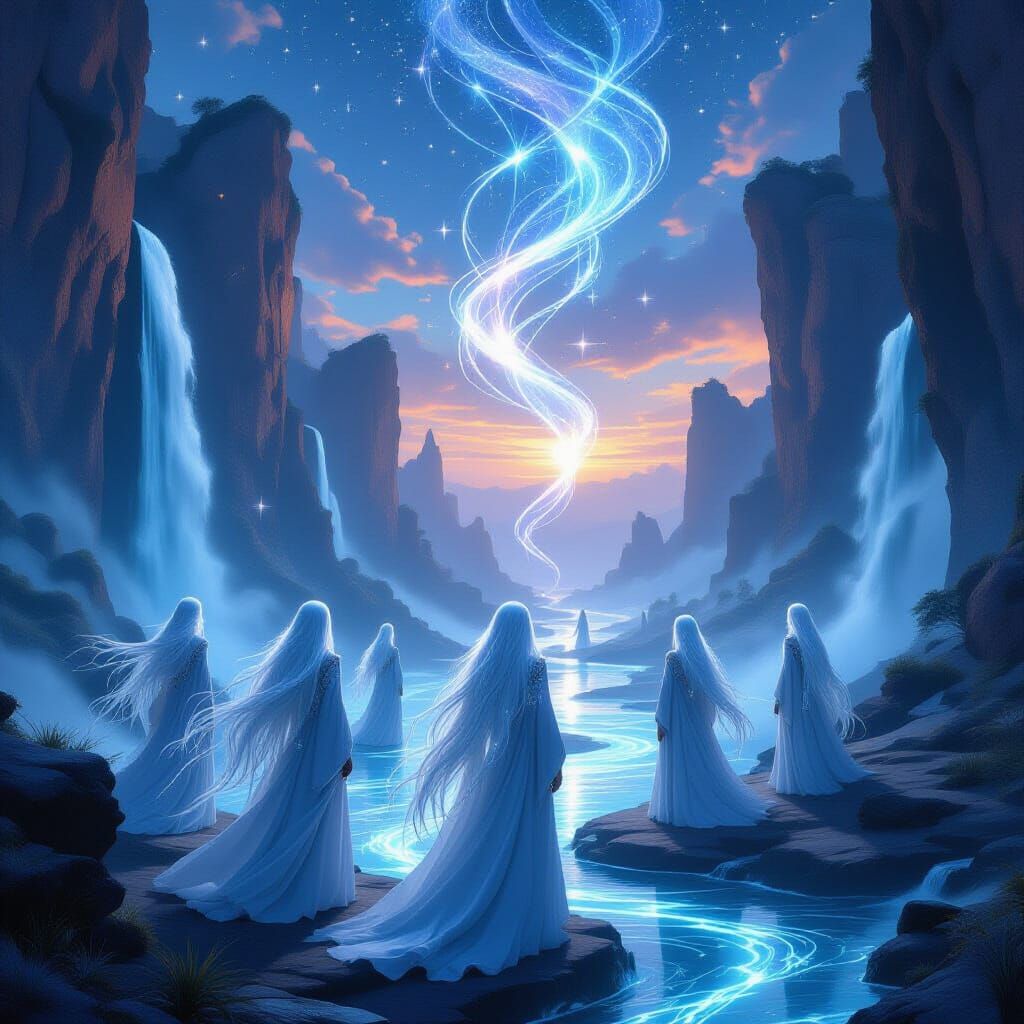 Ethereal Figures in a Mystical Twilight Realm