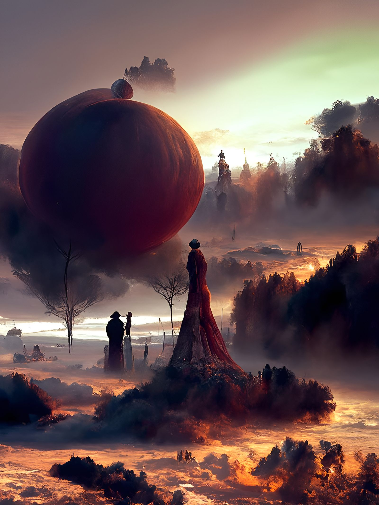 Surreal World Landscape in Romanticism Style