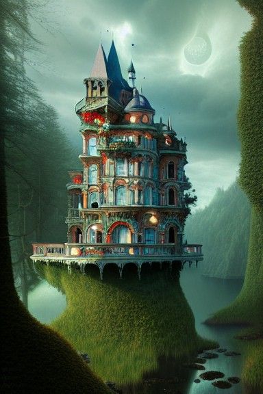 Enchanted Victorian Castle Digital Painting