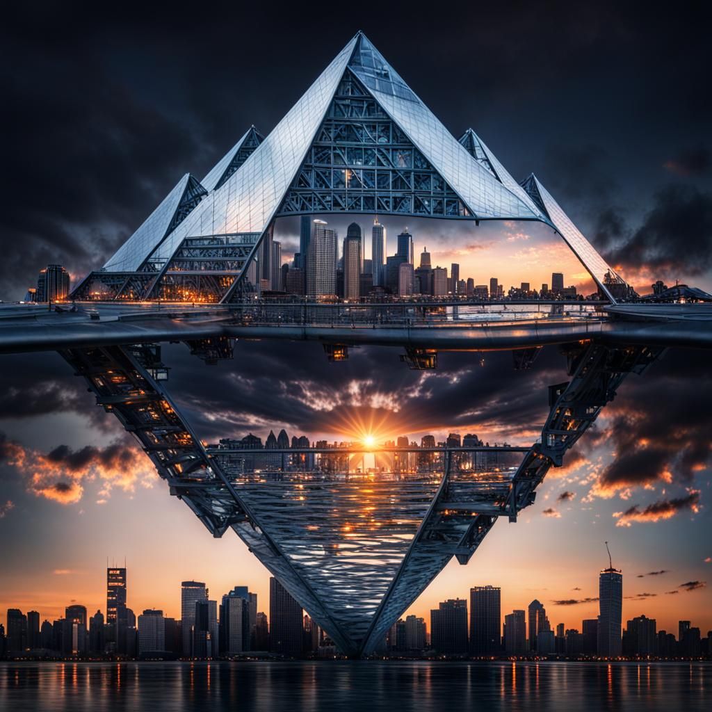 Hyperrealistic Cityscape at Sunset in High Definition