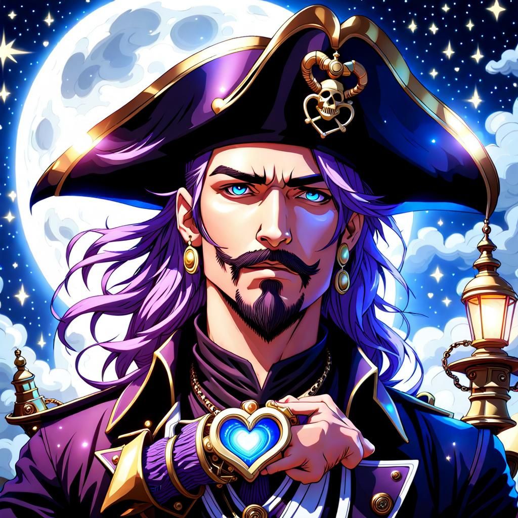 Fantasy Pirate with Heart Bracelet in Steampunk Style