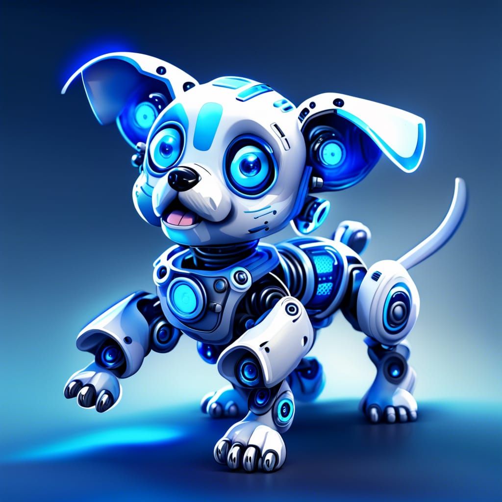 Futuristic Robot Puppy with Glowing Eyes