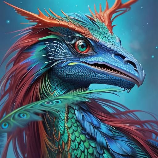 Dragon Woman Portrait in Abstract Expressionism