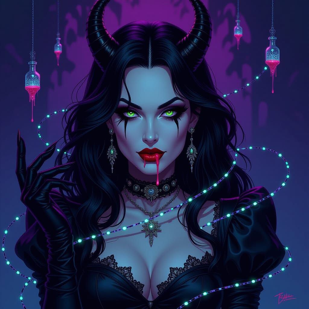 Femme Fatale Embodies Poison in Dark Digital Art