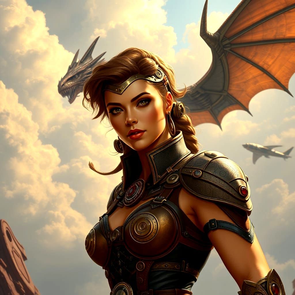 Steampunk Superheroine Defies Gravity Amidst Ancient Dragon ...