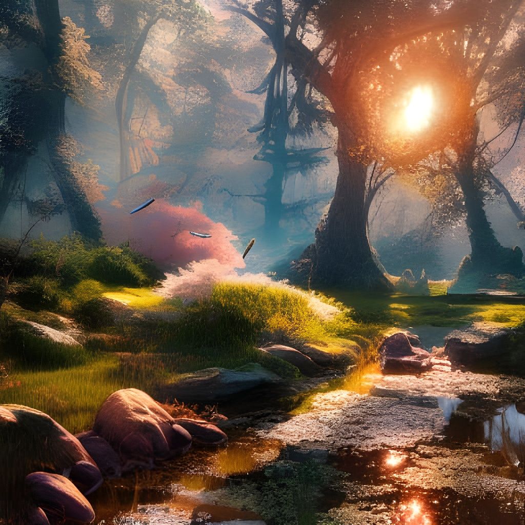 Crystal Spring in Morning Light: Fantasy Art