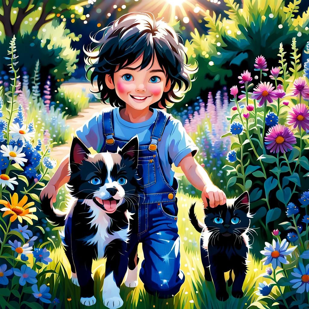 Portrait painting of a little kid