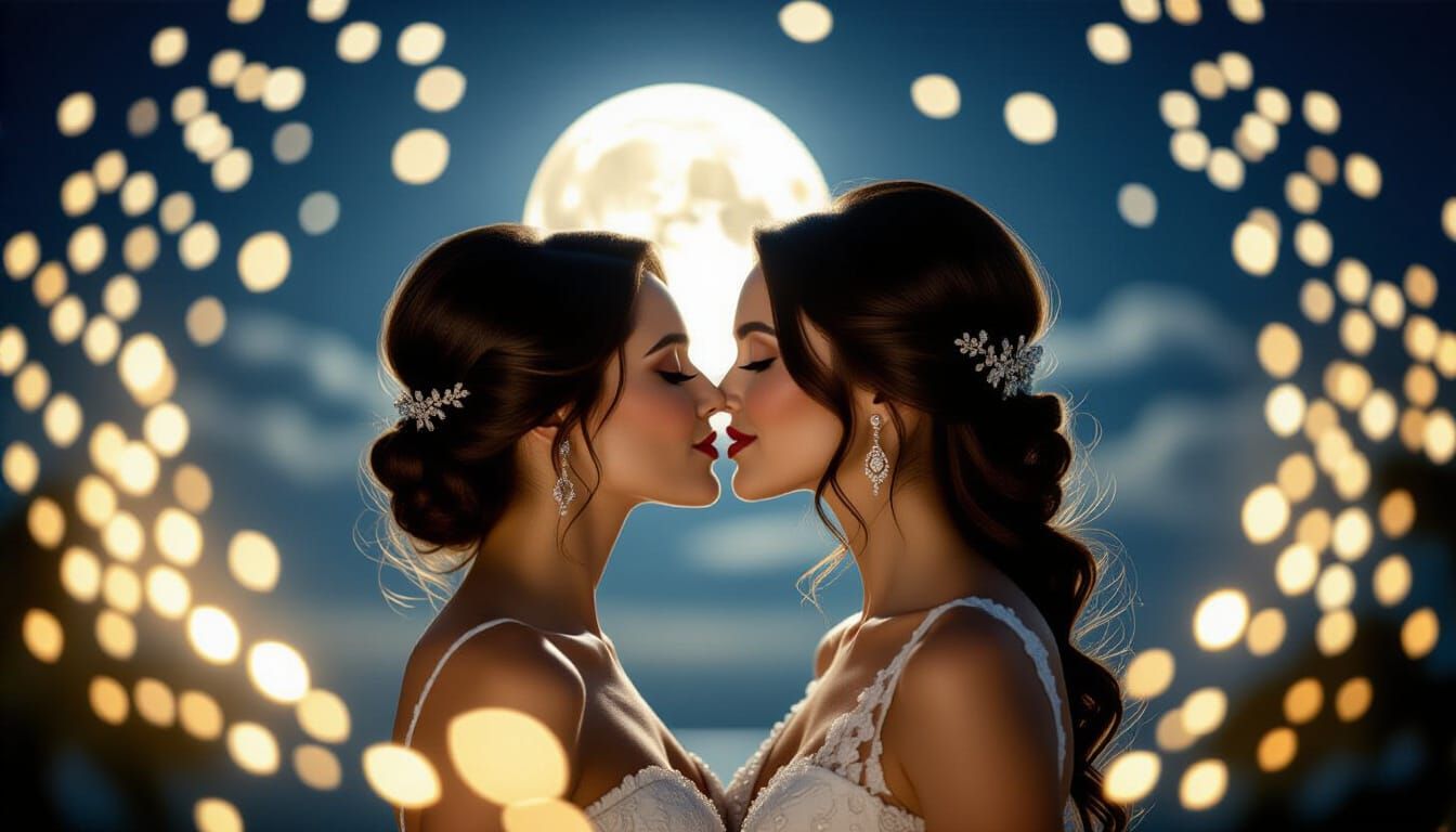 Romantic Moonlight Kiss with Cinematic Lighting