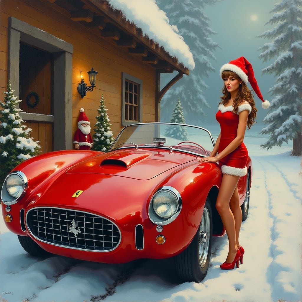 Elf and Ferrari: Retro Pin-Up Impressionism