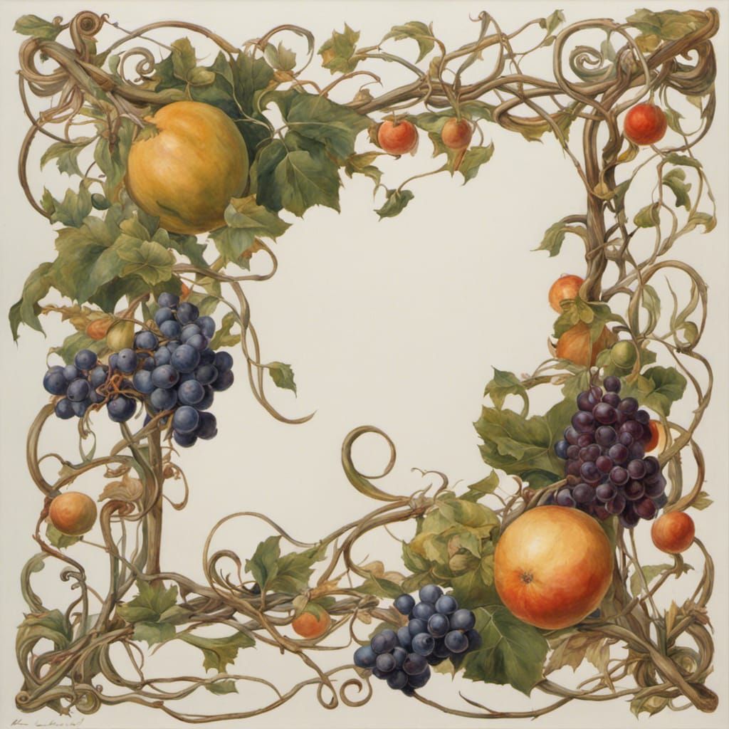 Ornate Page Border with Vines and Fruit