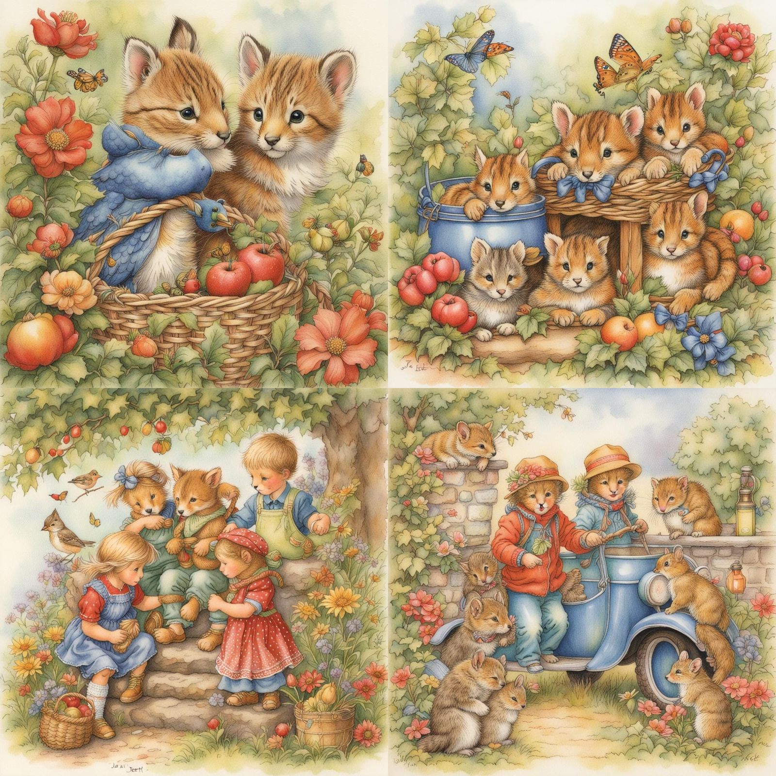 Winter Woodland Scene in Children's Book Style