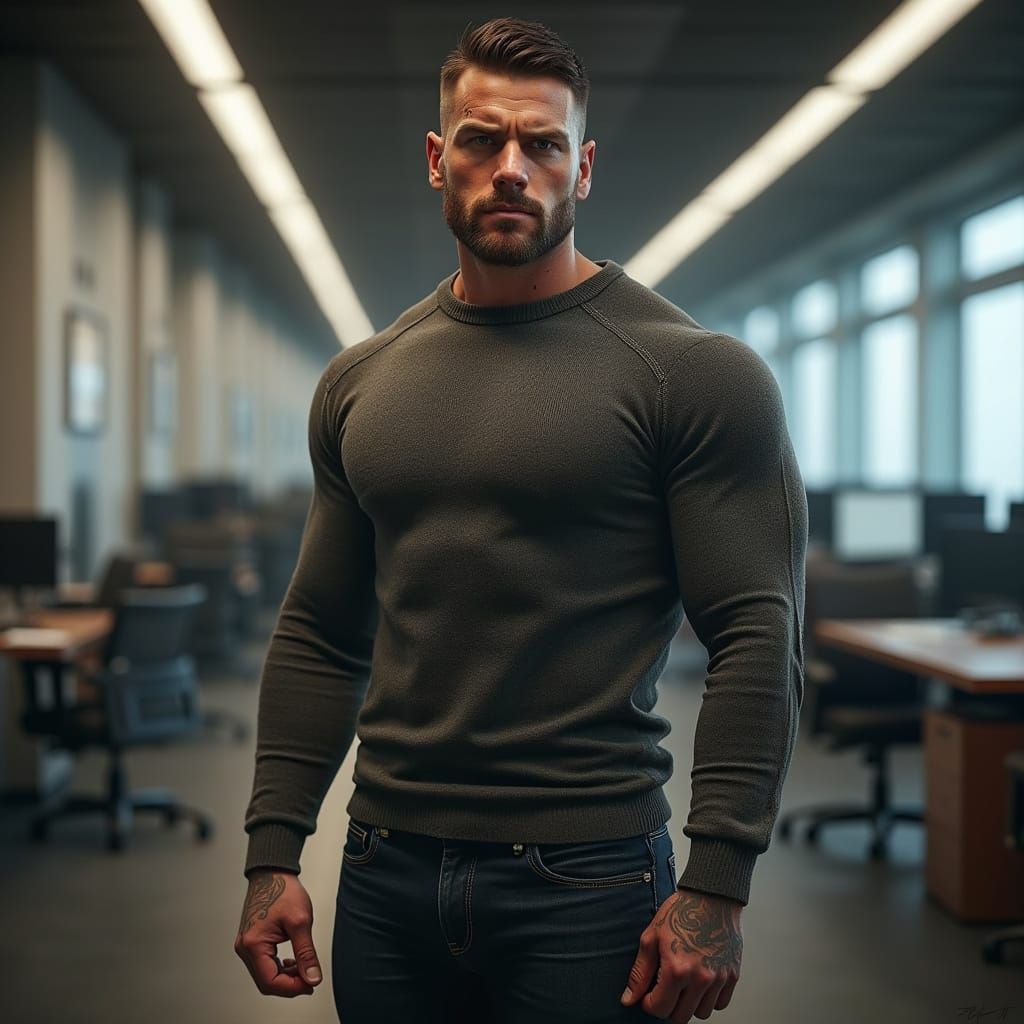 Hyper-Realistic Portrait of a Confident Commando in a Modern...