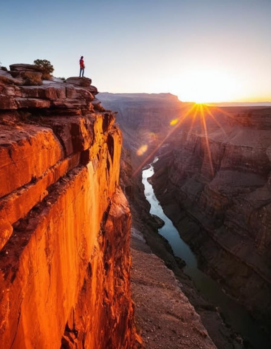 Base Jumper Leaping into Sunset Canyon