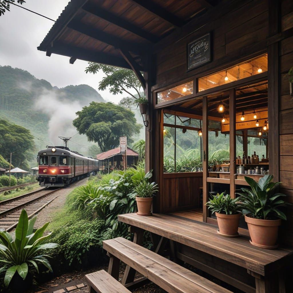 Rustic Thai Coffee Shop by Railway