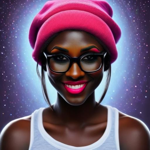 Teenage Girl in Vibrant Pink Attire, Inspired by Comic Book...