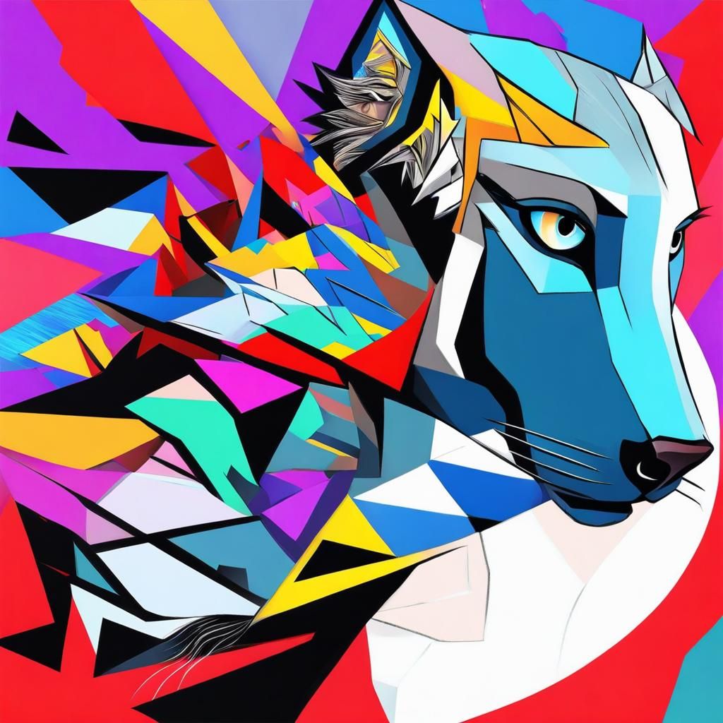 Cubist Werewolf Girl Transformation: Fantasy Portrait