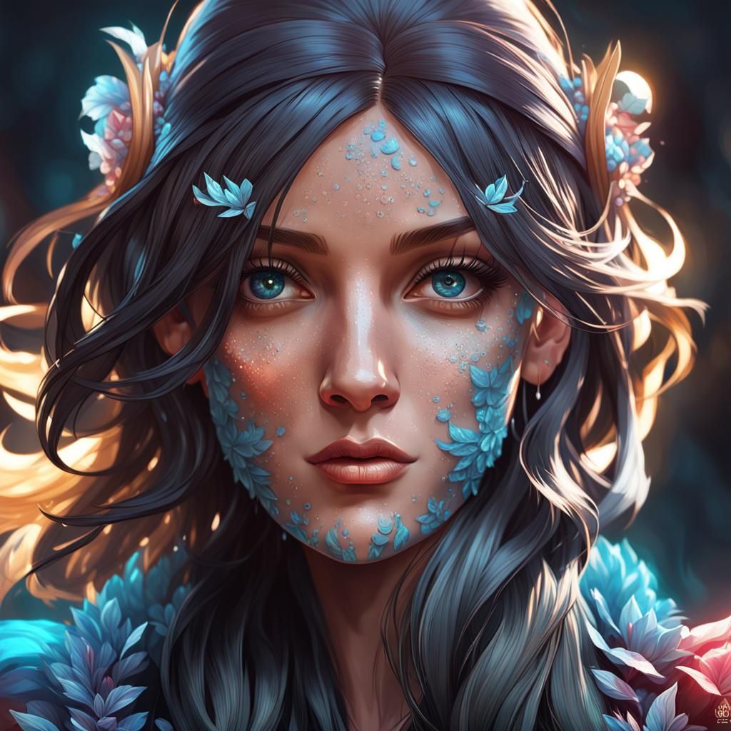 Beautiful Girl Portrait in Hyperdetailed Digital Art
