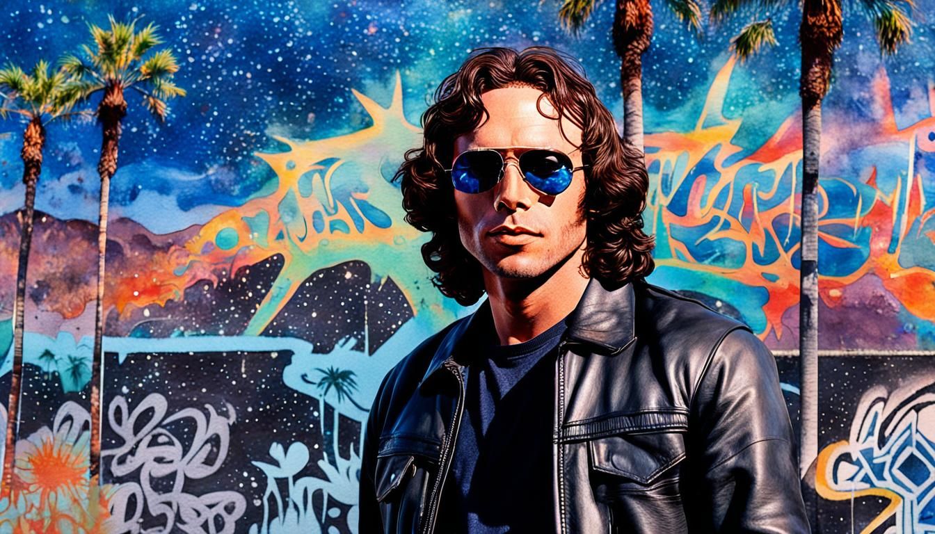 Jim Morrison in Los Angeles: Watercolor Abstract Art