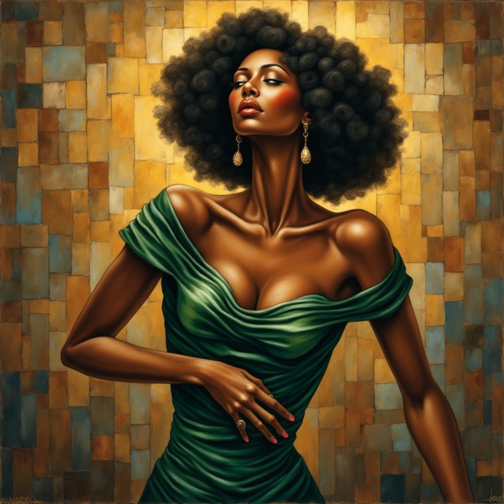Black Woman Portrait in Atmospheric Art Style