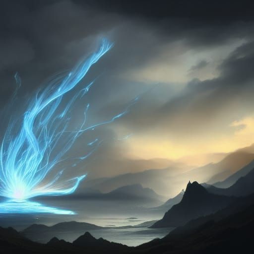 Blue Fiery Wisp Digital Matte Painting