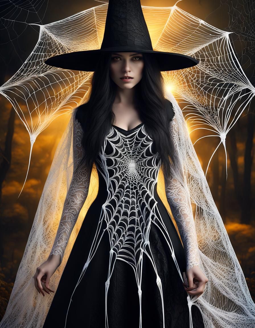Witch in Lace Spiderwebs: Digital Matte Painting