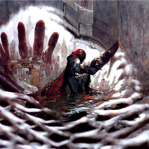 Scarred Hand Emerges: A Horror Art Piece