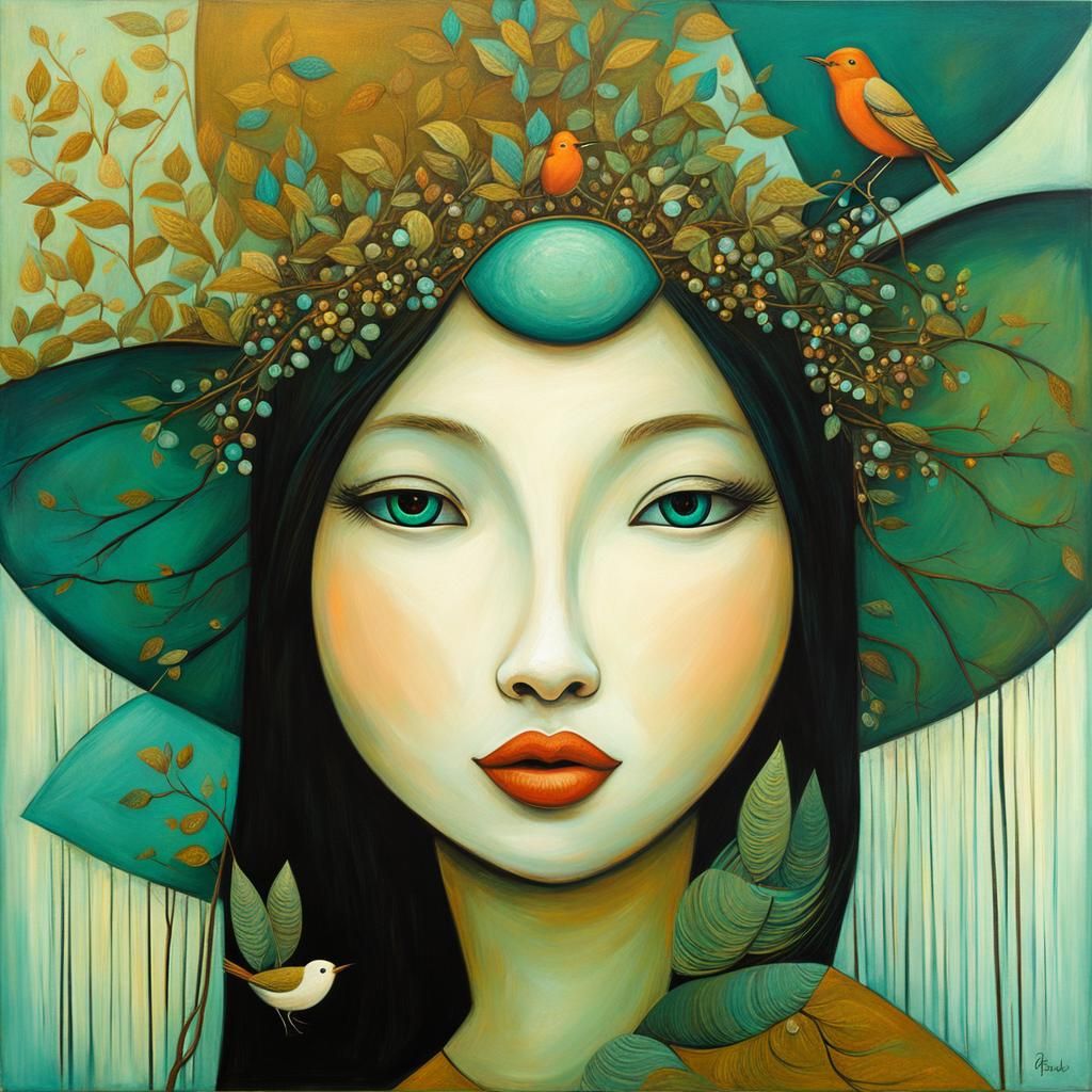 Sisters Enter Enchanted Forest in Art Brut Style