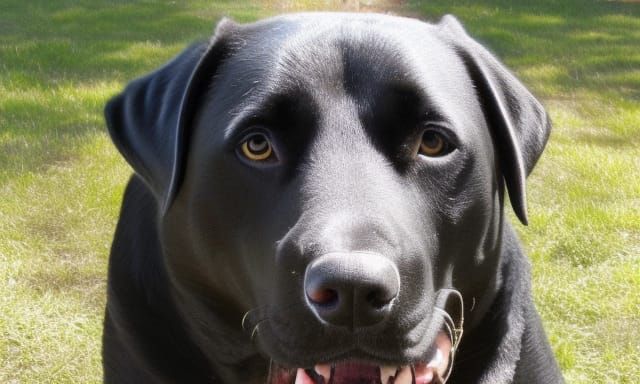Black Lab and Pitbull Mix Dog Portrait