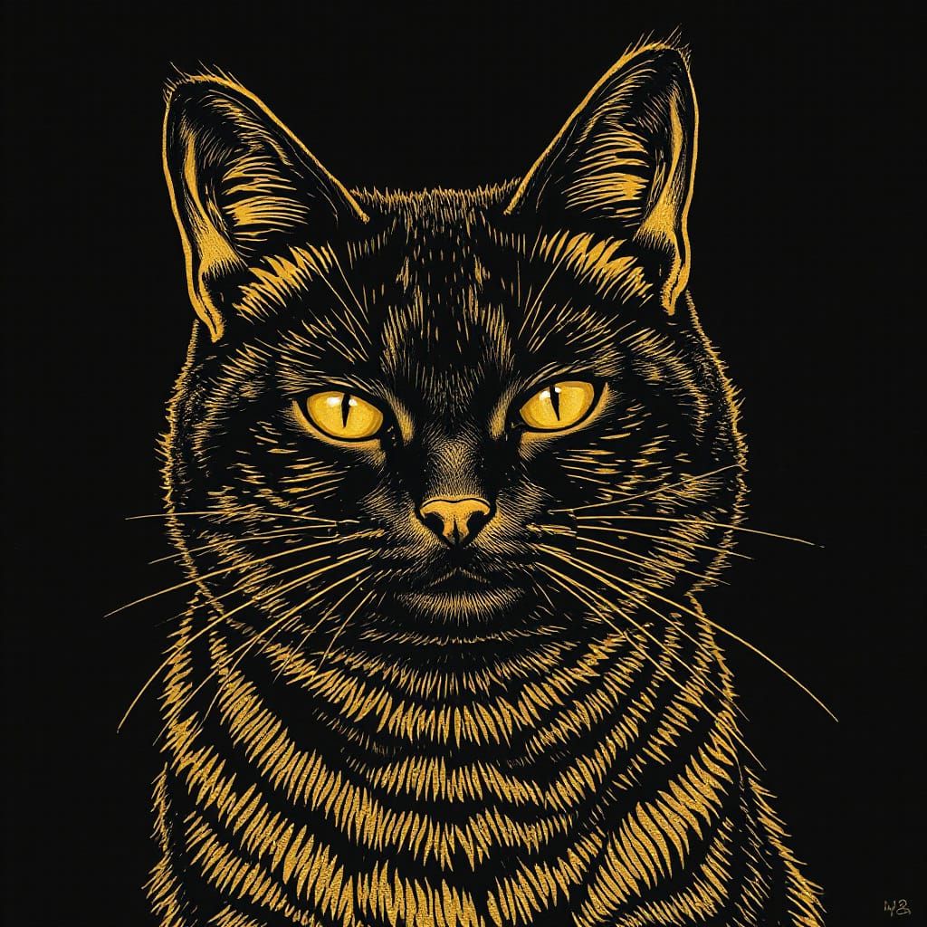 Luxurious Cat in Art Nouveau Style