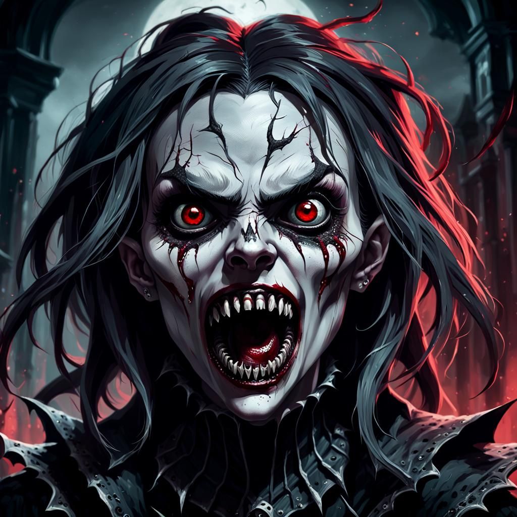 Gothic Horror Portrait: Screaming Dark Beauty