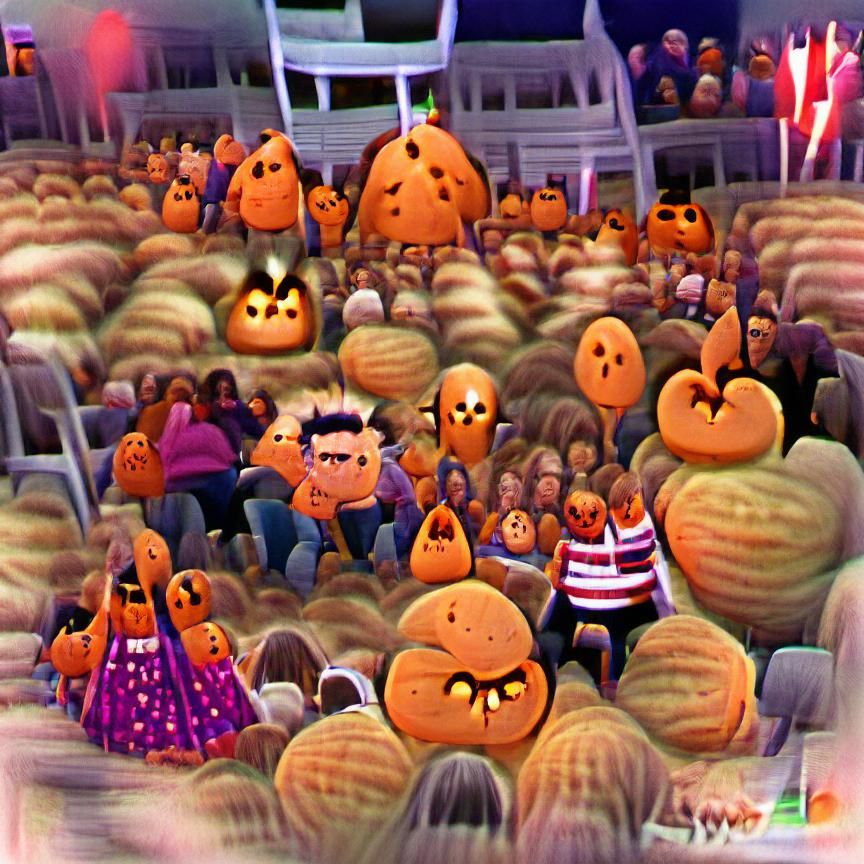 Spooky Crowd of Halloween Pumpkins