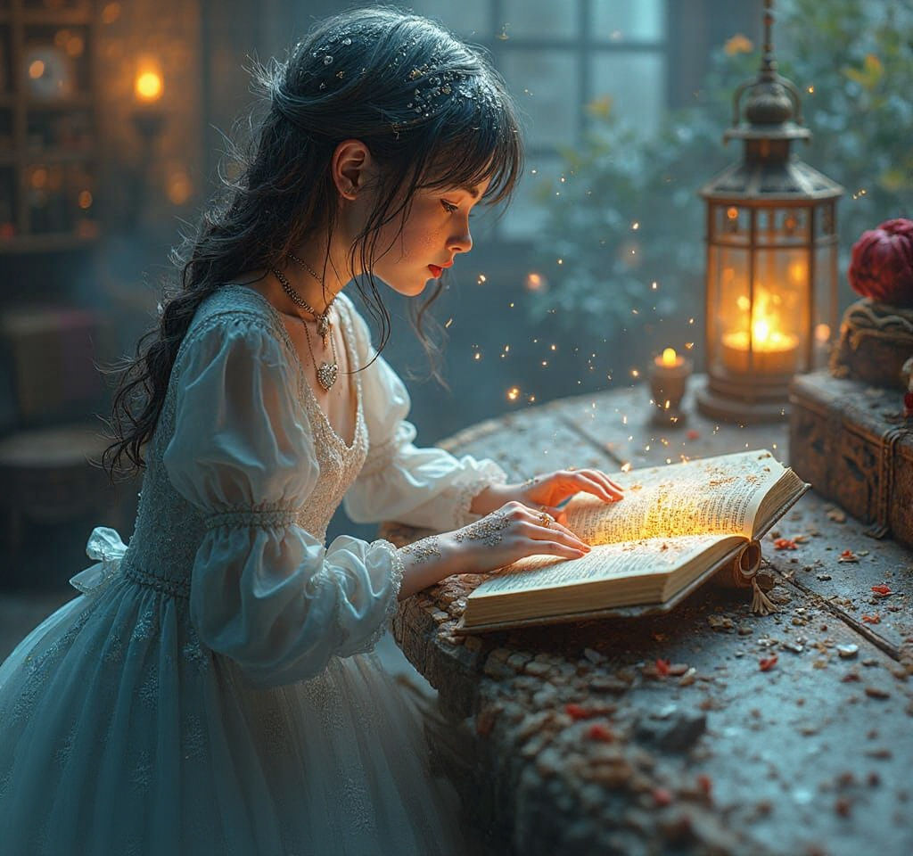 Glass Girl Reading Book: Detailed 3D Render