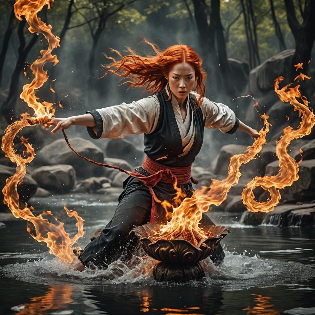 Hyperrealistic Fire Bender in Cinematic Style