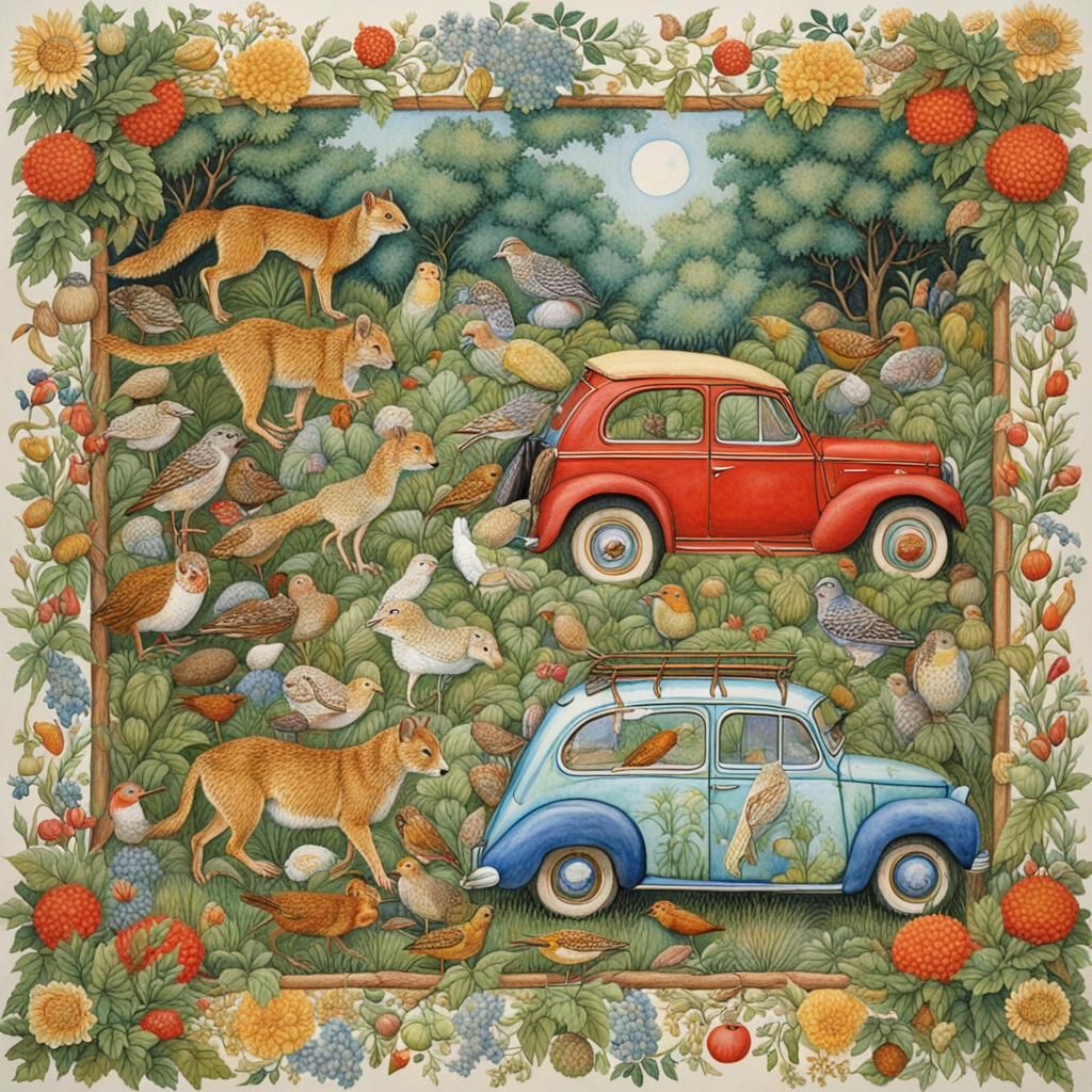 Whimsical Animal Illustration in Jan Brett Style