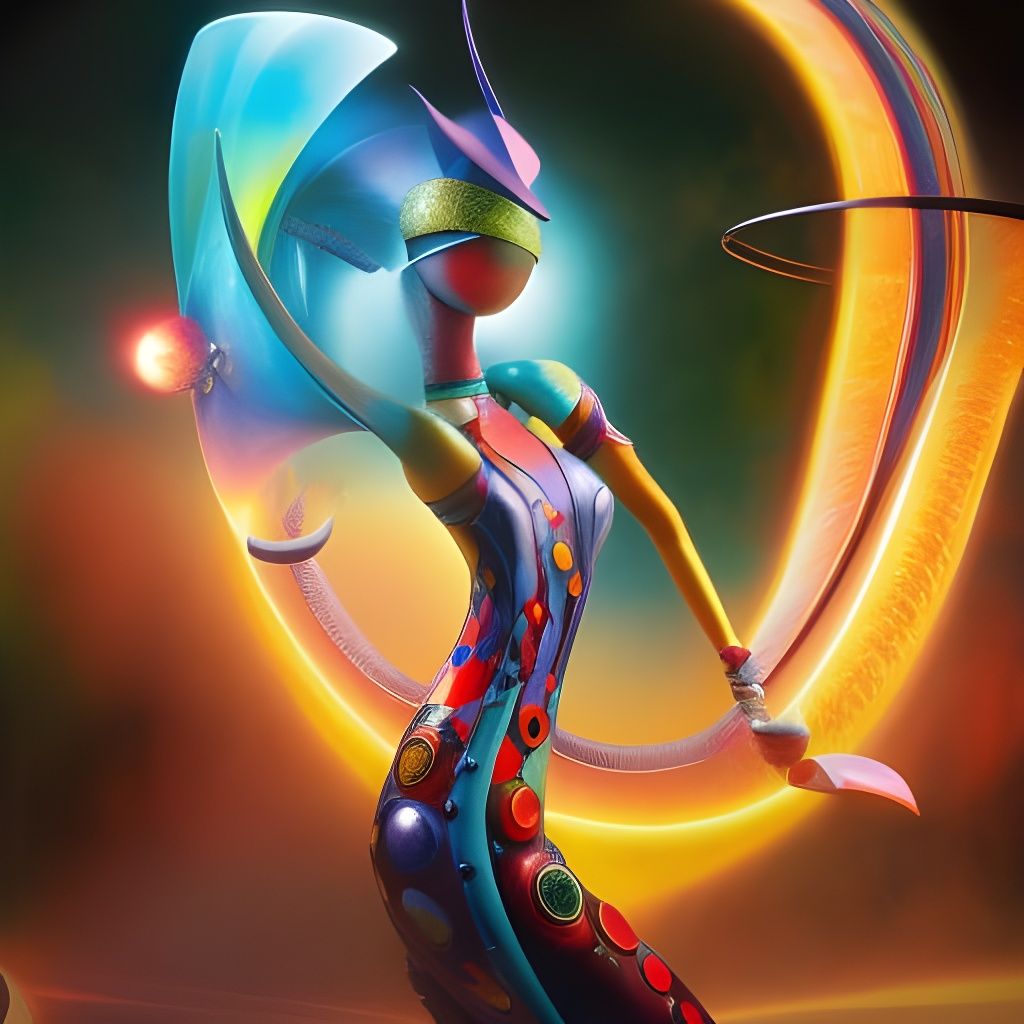 Retrofuturistic Laser Dancer in Surrealist Style