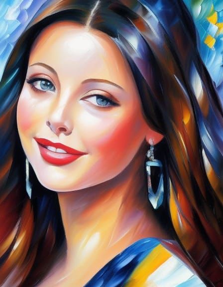 Colorful Portrait Painting of a Young Woman
