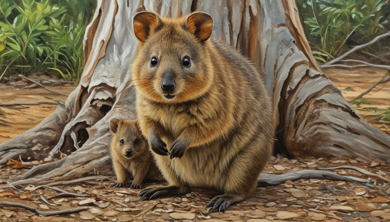 Quokka with baby