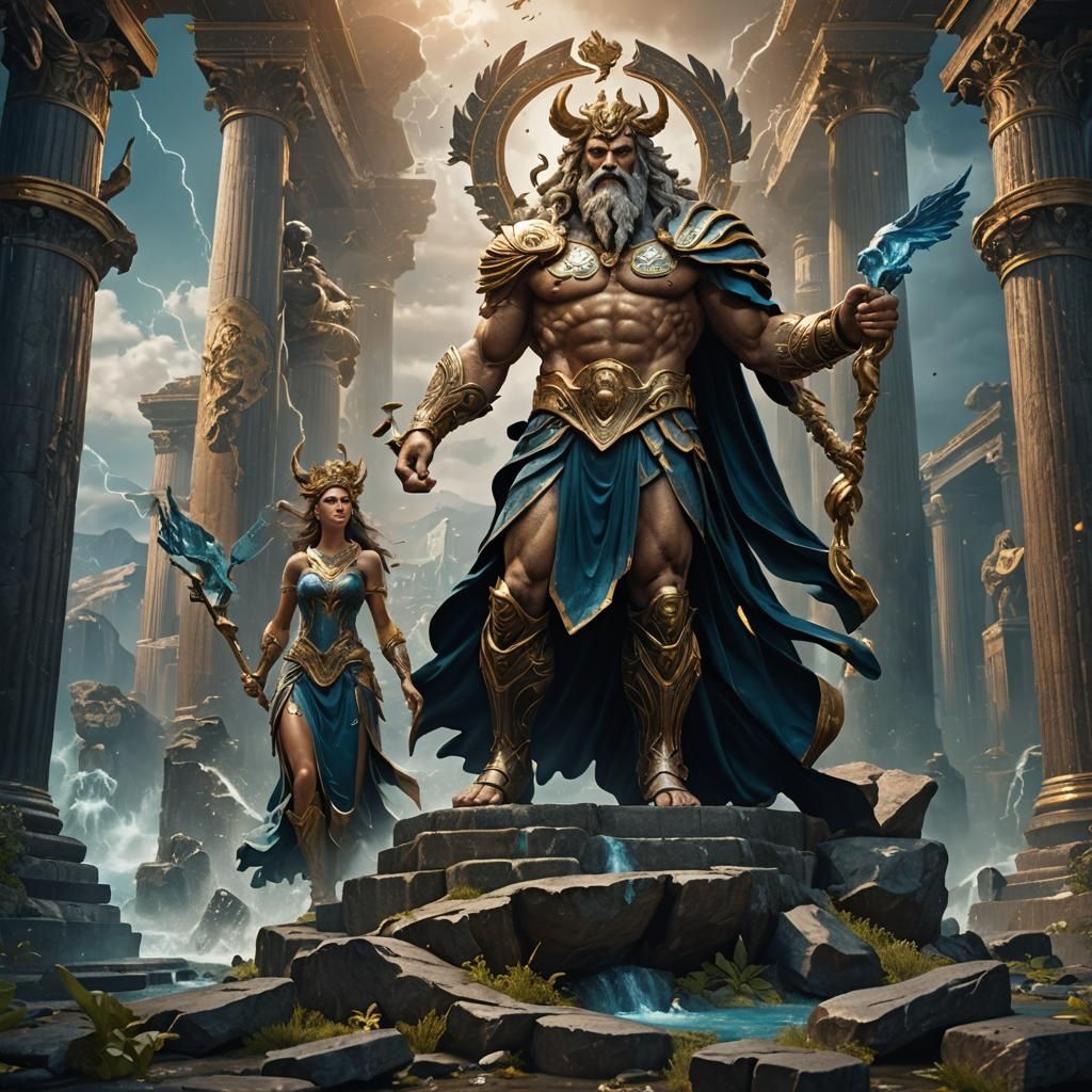 Zeus and Hera in Detailed Fantasy Art