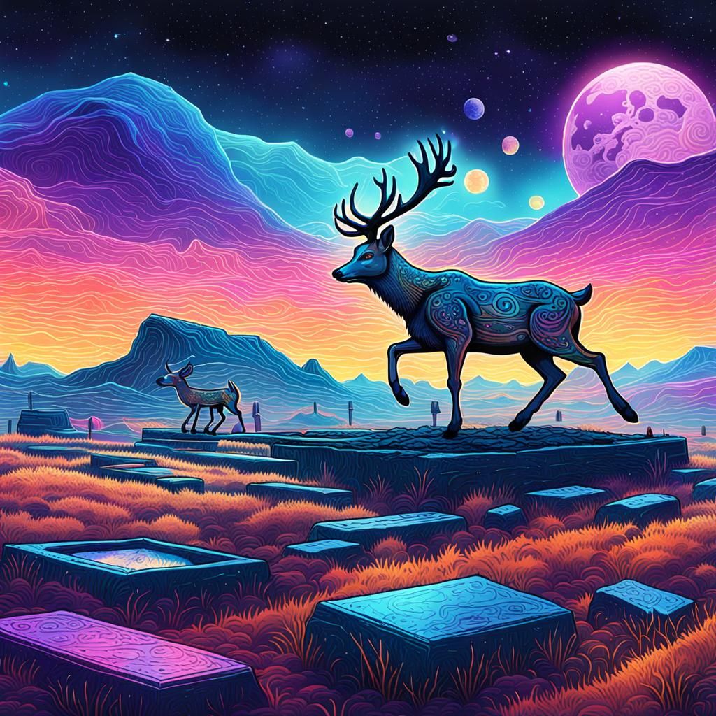 Juxtaposition: Joyful Deer and Desolate Wasteland