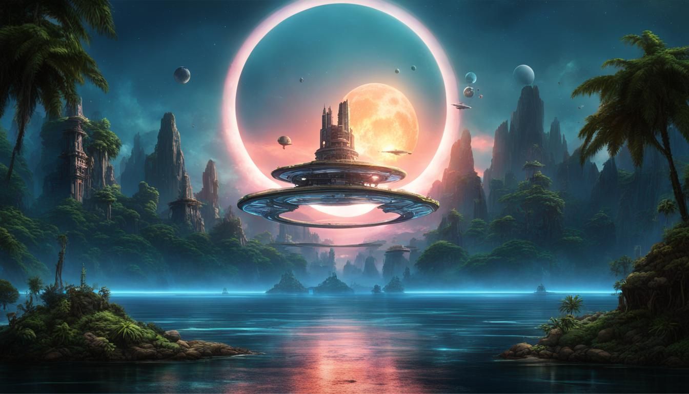 Alien Cyborg Portal to Tropical Space Empire