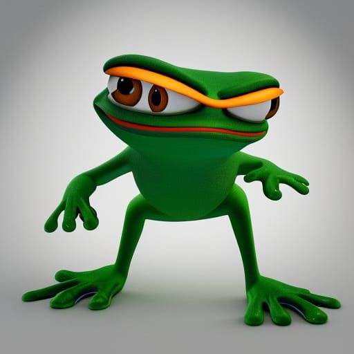 Stylized 3D Render of Pepe the Frog