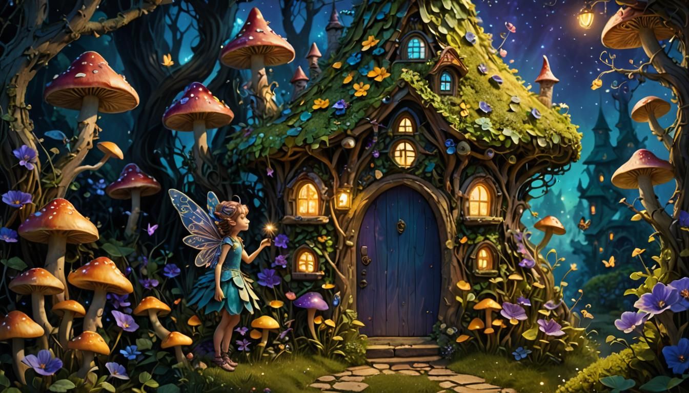 Whimsical Fairy House in a Surreal Fantasy Landscape
